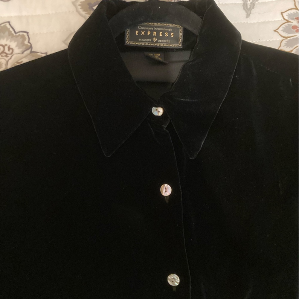 Long sleeve black velvet shirt